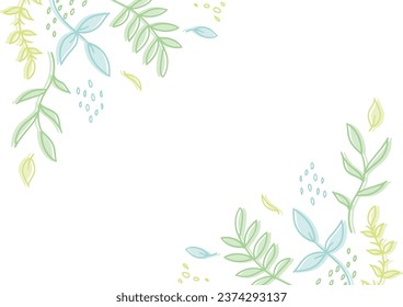 Decorative frame with botanical pattern of leaves and branches, vector illustration