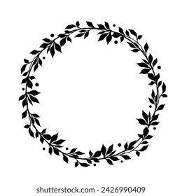 Marco decorativo con ramas, hojas. Marco simple con elementos botánicos. Gráficos vectoriales.