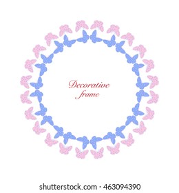 Decorative frame. Butterfly Abstract Frame. Universal card for Invitation and Birthday Party.