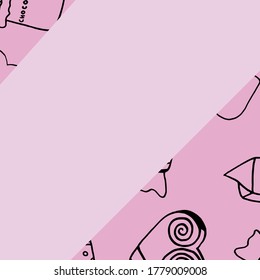 Marco decorativo con Candy y espacio para texto. Plantilla de tarjeta de vectores para bodas, invitaciones, saludos, cumpleaños y vacaciones.