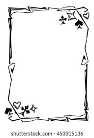 Decorative frame with card suits. Vector clip art.