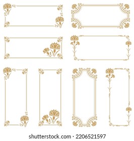 Decorative frame with carnation theme.a horizontally elongated banner.a vertically elongated banner.a banner that is good to use as a title.a title frame that is good for writing on a form.frames for 