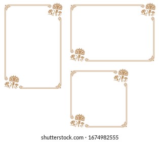 Decorative frame with carnation theme.A frame that gave a change in size to the same design.Good frame for a4 size paper.Certificate frame.