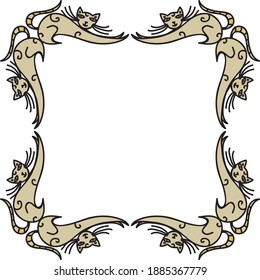 Decorative frame of cats. Vector illustration