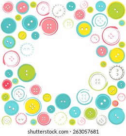 Decorative Frame with Circle of Buttons over White. Vector illustration