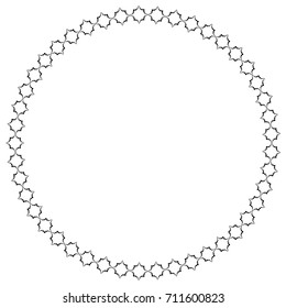 Decorative frame from circles. Round shape. Geometric pattern in black color