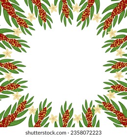 Decorative frame with coffee branches on a white background. vector illustration. EPS 10