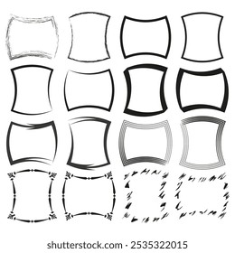 Decorative frame collection. Set of outline shapes. Vector decorative frames. Bold black borders.