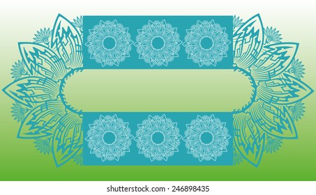 Decorative frame. Color contour image of vegetation, geometric flowers