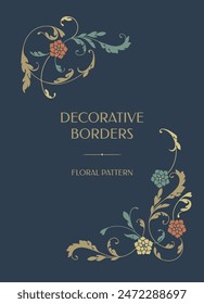 Decorative frame. Colored floral pattern.