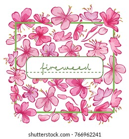 Decorative frame with colored flowers isolated on white background