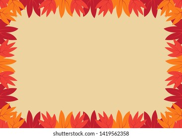Decorative frame of colorful autumn leaves. Rectangular composition A4. Vector EPS10
