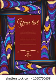 Decorative frame with complex large ornament of threads and knots. Can be used for design of an invitation, postcard, poster, flyer, interiors.