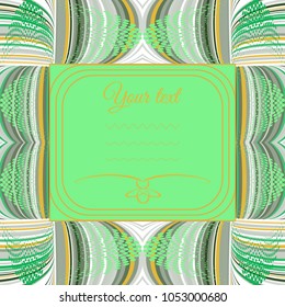 Decorative frame with complex large ornament of threads, knots and halftone points. Can be used for design of an invitation, postcard, poster, flyer, interiors.