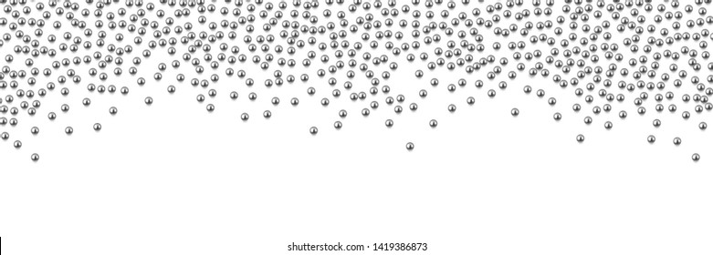 Decorative frame composition with shiny realistic silver beads, jewelry, vector illustration background