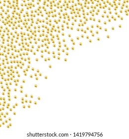 Decorative frame composition with shiny realistic gold beads, jewelry, vector illustration background