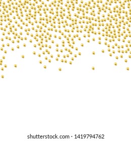 Decorative frame composition with shiny realistic gold beads, jewelry, vector illustration background