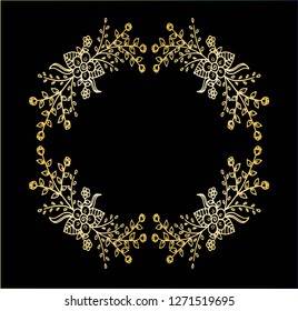 Decorative frame composition with, flowers, ornate elements in doodle style. Floral, ornate, decorative design elements