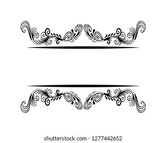 Decorative frame composition with, flowers, ornate elements in doodle style. Floral, ornate, decorative design elements