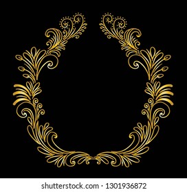 Decorative frame composition with, flowers, ornate elements in doodle style. Floral, ornate, decorative design elements