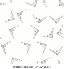 Decorative frame corner seamless pattern. Suitable for backgrounds, wallpapers, fabrics, textiles, wrapping papers, printed materials, and many more.