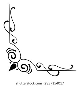 Esquina decorativa. Ilustración vectorial de esquina de marco. Adecuado para invitación a boda, decoración estética, publicación en medios sociales, banner, promoción, publicidad, etc.