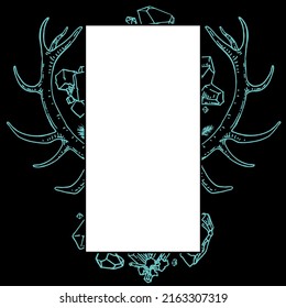Decorative frame with crystals and horns