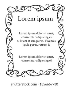 Decorative frame curls and scrolls element. Floral border.