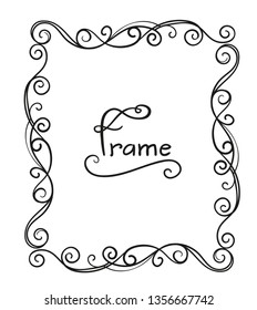 Decorative frame curls and scrolls element. Floral border.