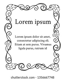 Decorative frame curls and scrolls element. Floral border.