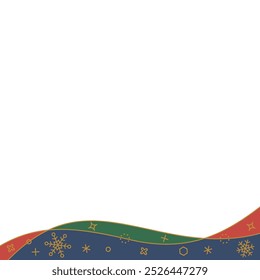 Decorative frame with curves and snowflakes, winter image design, square size, Christmas colors