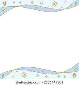 Decorative frame with curves and snowflakes, winter image design, square size