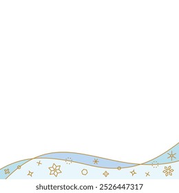 Decorative frame with curves and snowflakes, winter image design, square size