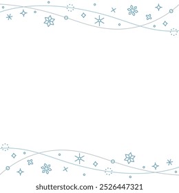 Decorative frame with curves and snowflakes, winter image design, square size