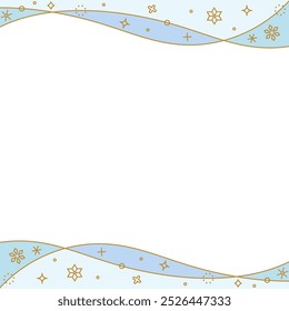 Decorative frame with curves and snowflakes, winter image design, square size