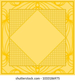 decorative frame design with lace elements. vector illustration. yellow color