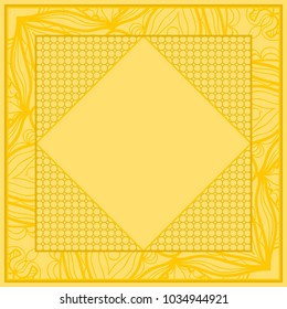 decorative frame design with lace elements. vector illustration. yellow color