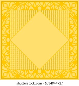decorative frame design with lace elements. vector illustration. yellow color