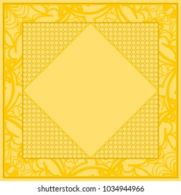 decorative frame design with lace elements. vector illustration. yellow color