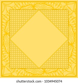 decorative frame design with lace elements. vector illustration. yellow color
