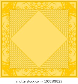 decorative frame design with lace elements. vector illustration. yellow color