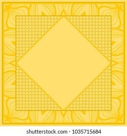 decorative frame design with lace elements. vector illustration. yellow color