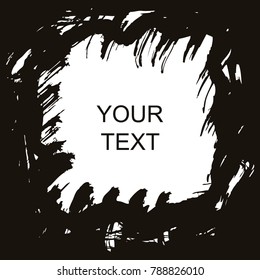 Decorative frame for design. Vector graphic grunge elements for the background. Isolated flat ilustration, texture for text. Brush brushstrokes, banner, borders.