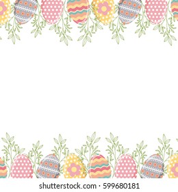 decorative frame with eggs over white background. happy easter concept. colorful design. vector illustration
