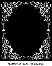 Decorative frame. Elegant element for design template, place for text. Floral border. Lace decor for birthday and greeting card,  invitation.  Vector illustration
