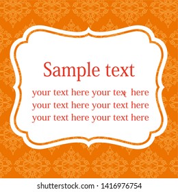Decorative frame. Elegant element for design in Eastern style, place for text. Floral golden border. Lace illustration for invitations and greeting cards