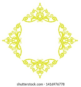 Decorative frame. Elegant element for design in Eastern style, place for text. Floral golden border. Lace illustration for invitations and greeting cards