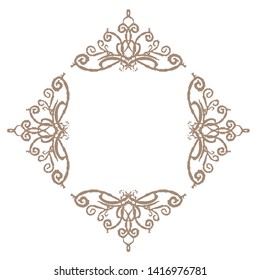 Decorative frame. Elegant element for design in Eastern style, place for text. Floral golden border. Lace illustration for invitations and greeting cards