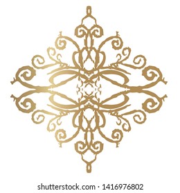 Decorative frame. Elegant element for design in Eastern style, place for text. Floral golden border. Lace illustration for invitations and greeting cards