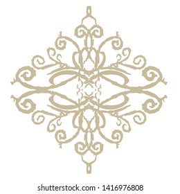 Decorative frame. Elegant element for design in Eastern style, place for text. Floral golden border. Lace illustration for invitations and greeting cards